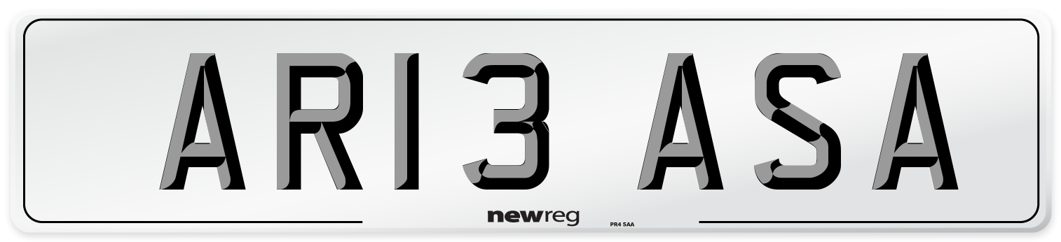 AR13 ASA Number Plate from New Reg